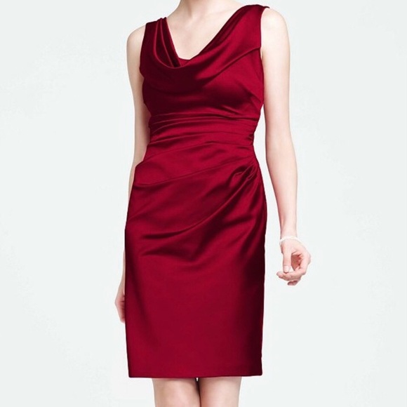 David’s Bridal Navy Blue Satin Ruched formal dress - Picture 2 of 7